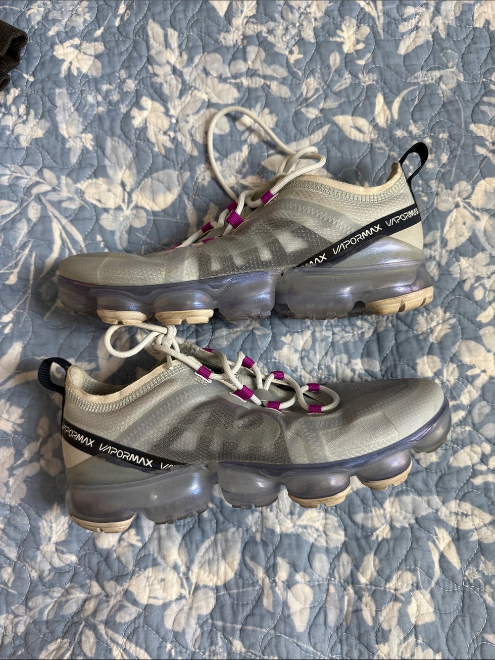 Nike VaporMax Sneakers - Gray with Purple Accents